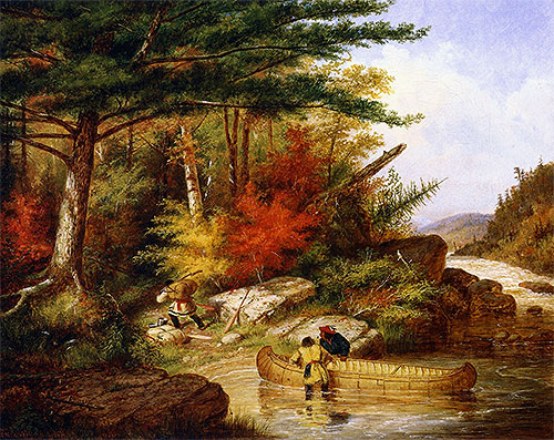 Indians in the Employ of the Hudson's Bay Company at a Portage, 1858 | Cornelius Krieghoff | Painting Reproduction