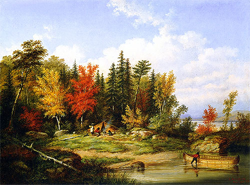The Indian Campsite, 1857 | Cornelius Krieghoff | Painting Reproduction