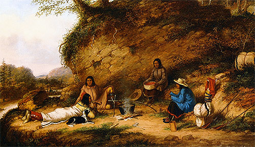 Indian Encampment at Big Rock, c.1853 | Cornelius Krieghoff | Gemälde Reproduktion