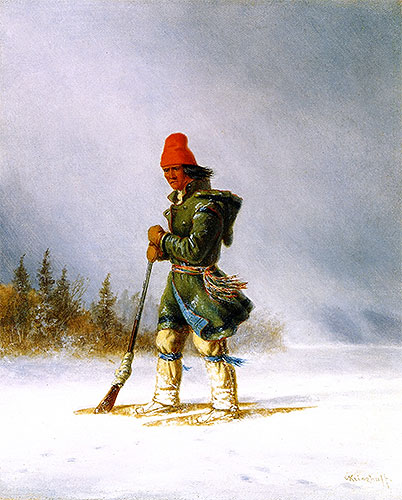 Hunter Resting Gun on a Showshoe, c.1860 | Cornelius Krieghoff | Painting Reproduction