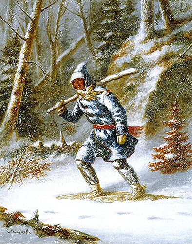 Hunter in a Blizzard, c.1858 | Cornelius Krieghoff | Gemälde Reproduktion