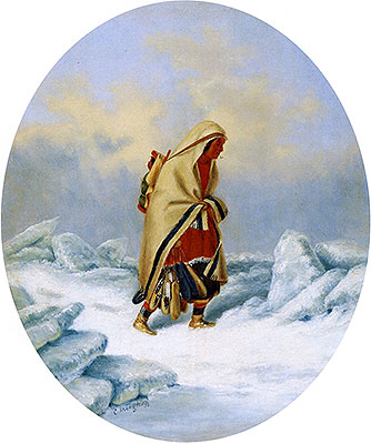 Indian Woman, Moccasin Seller | Cornelius Krieghoff | Painting Reproduction