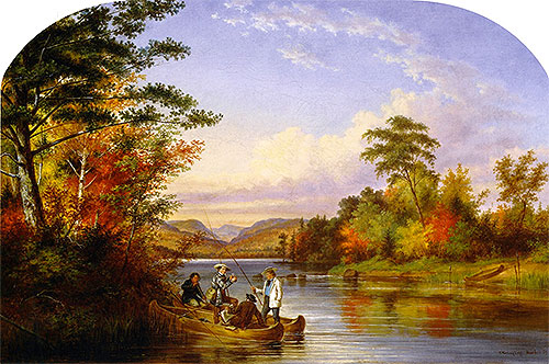 Die Engstelle am Lake St. Charles, 1859 von Cornelius Krieghoff | Gemälde-Reproduktion