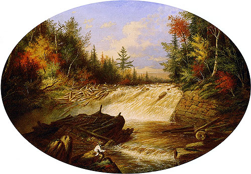 Jam of Sawlogs, Shawinigan Falls, 1861 | Cornelius Krieghoff | Painting Reproduction