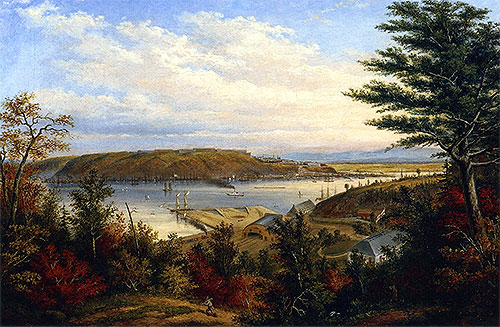 View of Quebec from the Grand Trunk Railway Station at Pointe-Lévis, 1856 | Cornelius Krieghoff | Gemälde Reproduktion