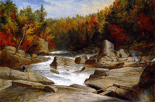 Die St. Anne Wasserfälle nahe Quebec von oben und nach oben blickend, c.1854/55 | Cornelius Krieghoff
