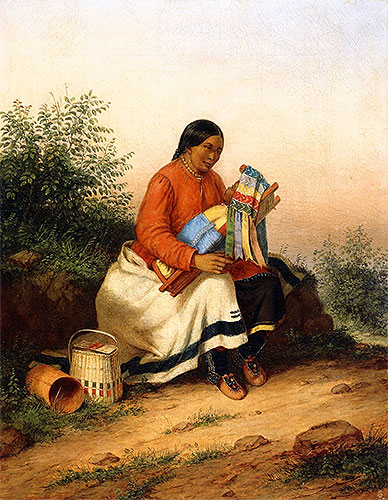 Caughnawaga Woman and Baby | Cornelius Krieghoff | Painting Reproduction