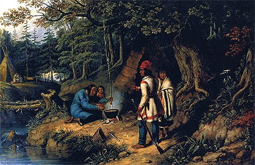 Ein Lager der Caughnawaga-Indianer | Cornelius Krieghoff | Gemälde Reproduktion