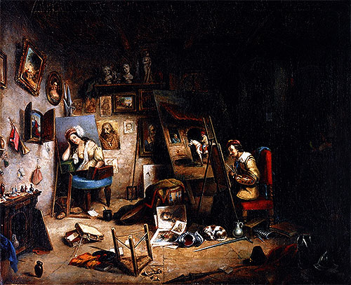 The Artist's Studio, c.1845 | Cornelius Krieghoff | Gemälde Reproduktion