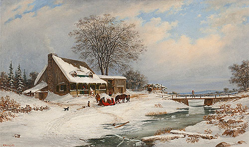 Visitors in Winter, 1854 | Cornelius Krieghoff | Painting Reproduction