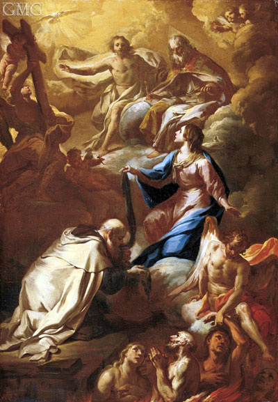 Saint Simon Stock and the Virgin Interceding for ..., n.d. by Corrado Giaquinto | Painting Reproduction