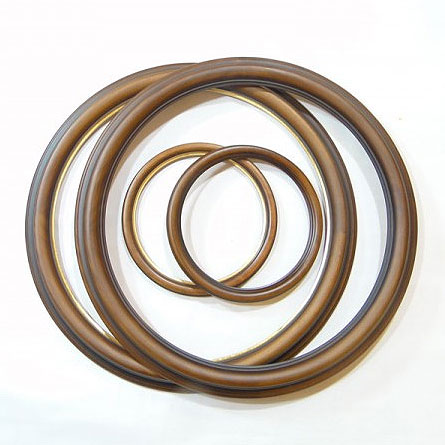 Round Wooden Frame - Golden Edge 24x24 cm,  | Custom Frame | Painting Reproduction
