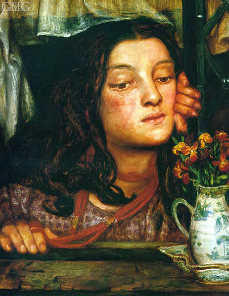 Girl at a Lattice, 1862 | Rossetti | Gemälde Reproduktion