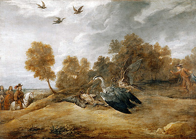 Archduke Leopold Wilhelm Hunting Herons with Falcons, undated | David Teniers | Gemälde Reproduktion
