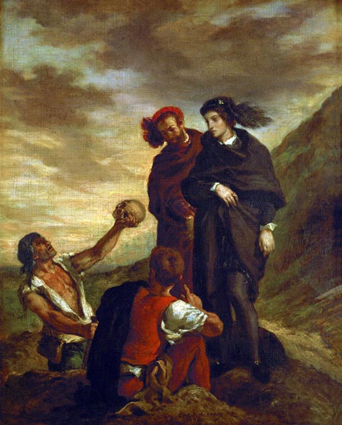 Hamlet and Horatio in the Cemetery, 1839 by Eugène Delacroix | Painting Reproduction