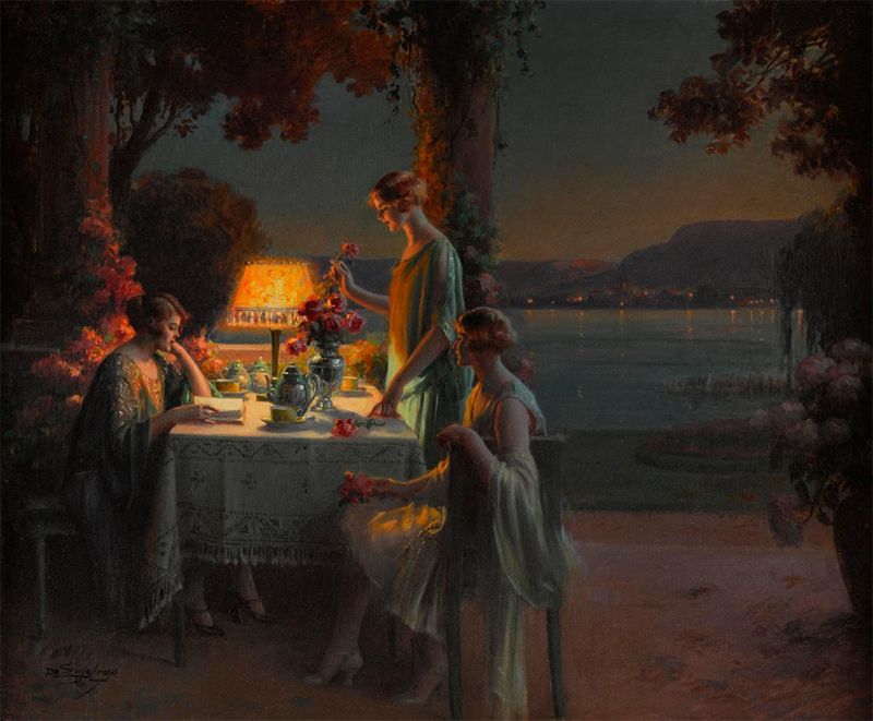 Young Ladies by the Lake, n.d. by Delphin Enjolras | Painting Reproduction