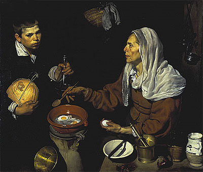 An Old Woman Cooking Eggs, 1618 | Velazquez | Gemälde Reproduktion