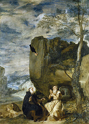 Saint Anthony the Abbot and Saint Paul the First Hermit, c.1634 | Velazquez | Gemälde Reproduktion