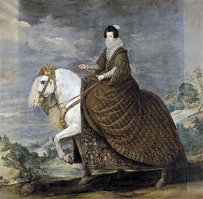 Queen Isabel de Bourbon, wife of Felipe IV on Horseback, c.1635/36 | Velazquez | Gemälde Reproduktion