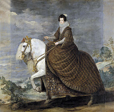 Queen Isabel de Bourbon, wife of Felipe IV on Horseback, c.1635/36 | Velazquez
