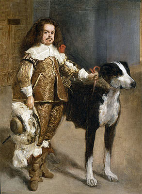 Porträt eines Narren mit einem Hund | Velazquez | Gemälde Reproduktion