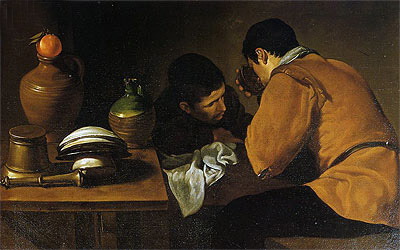 Two Men at Table, c.1620/21 | Velazquez | Painting Reproduction