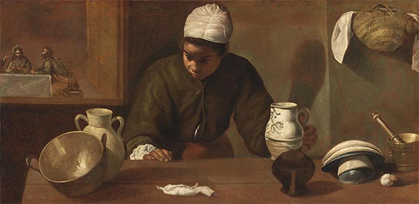 Küchenszene mit dem Abendmahl in Emmaus, c.1618 von Velazquez | Gemälde-Reproduktion
