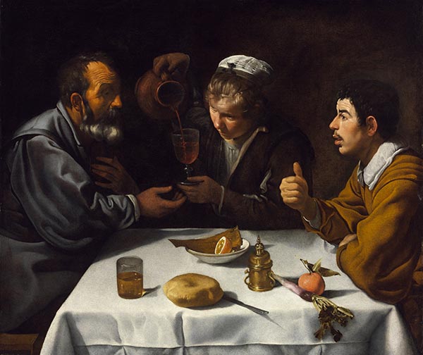 Tavern Scene with Two Men and a Girl, c.1618/19 | Velazquez | Painting Reproduction