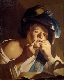Young Man With Jew's Harp, 1621 by Dirck van Baburen | Painting Reproduction