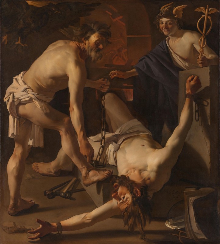 Prometheus Being Chained by Vulcan, 1623 | Dirck van Baburen
