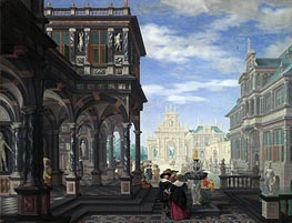 An Architectural Fantasy, 1634 by Dirck van Delen | Painting Reproduction