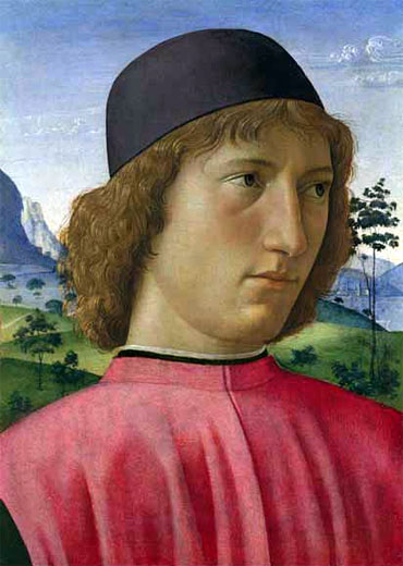 Porträt eines jungen Mannes in Rot, c.1480/90 | Ghirlandaio | Gemälde Reproduktion