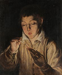 Boy Blowing an Ember, c.1570/72 by El Greco | Painting Reproduction