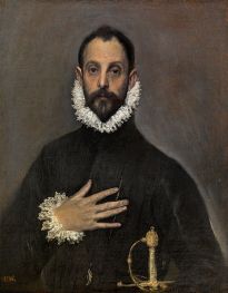 Der Edelmann mit der Hand auf der Brust, c.1580 von El Greco | Gemälde-Reproduktion