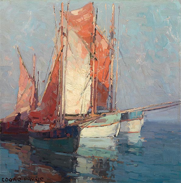 Französische segelboote, Undated | Edgar Alwin Payne | Gemälde Reproduktion