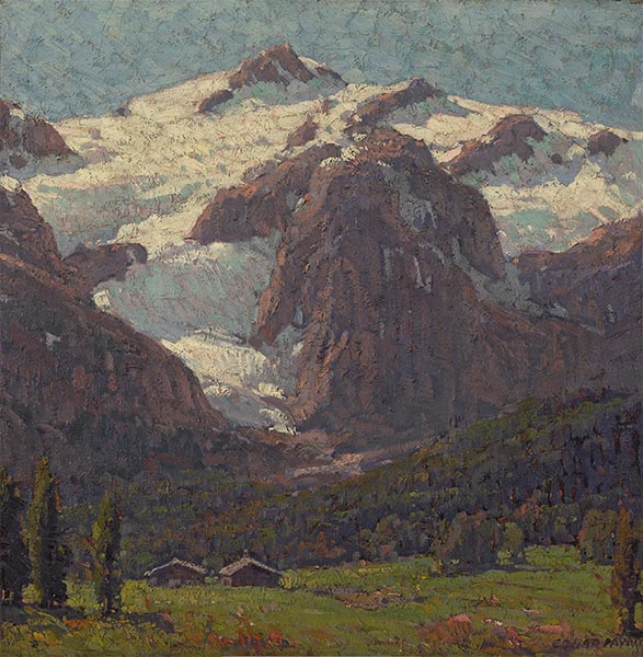 Cabins Beneath an Alpine Glacier, n.d. by Edgar Alwin Payne | Painting Reproduction