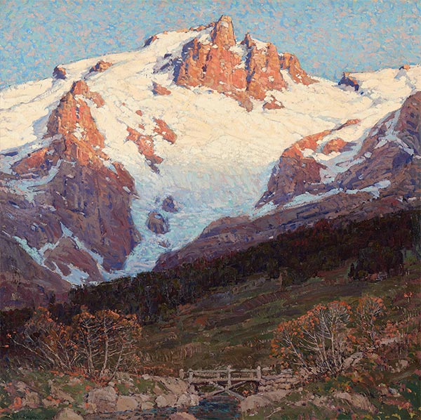 Footbridge below Snowcapped Peaks, Undated | Edgar Alwin Payne | Painting Reproduction