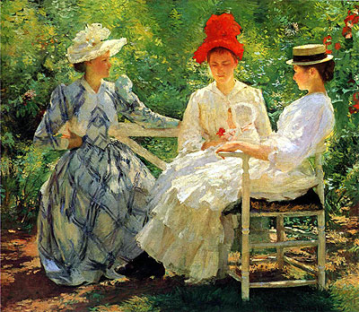 Drei Schwestern - Eine Studie im Sonnenlicht im Juni, 1890 | Edmund Charles Tarbell | Gemälde Reproduktion