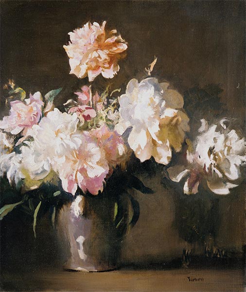 Vase mit Pfingstrosen, c.1925 | Edmund Charles Tarbell | Gemälde Reproduktion