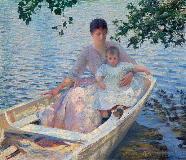 Mutter und Kind in Boot, 1892 | Edmund Charles Tarbell | Gemälde Reproduktion