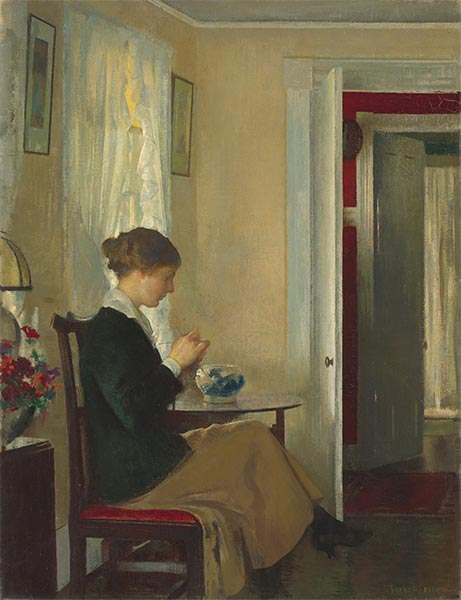 Josephine strickt, 1916 | Edmund Charles Tarbell | Gemälde Reproduktion
