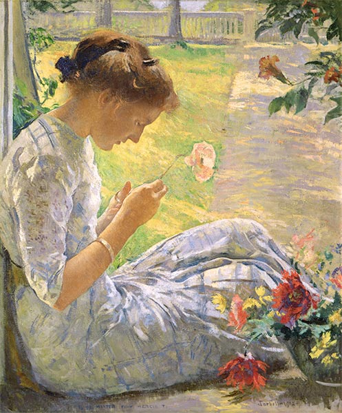 Mercie schneidet Blumen, 1912 | Edmund Charles Tarbell | Gemälde Reproduktion