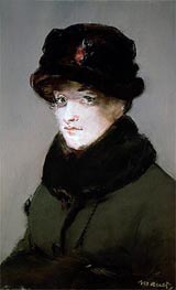 Mery Laurent Wearing a Fur-Collared Cardigan, 1882 by Manet | Painting Reproduction