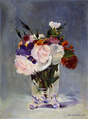 Flowers in a Crystal Vase, c.1882 by Manet | Painting Reproduction