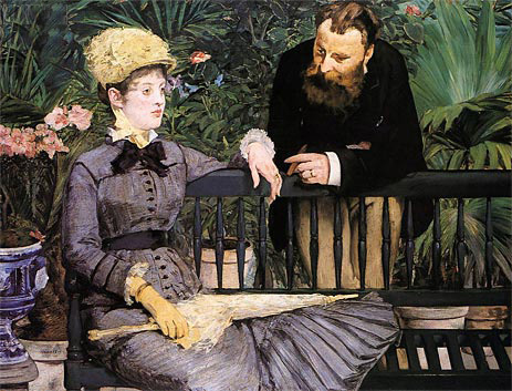 In the Conservatory, 1879 by Manet | Painting Reproduction
