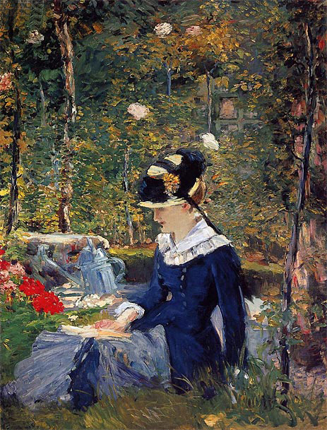 Young Woman in a Garden, 1880 by Manet | Painting Reproduction