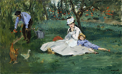 The Monet Family in Their Garden at Argenteuil, 1874 | Manet | Painting Reproduction
