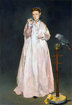 Young Lady with Parrot, 1866 by Manet | Painting Reproduction