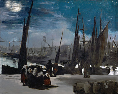 Moonlight over Boulogne Harbor, 1869 | Manet | Painting Reproduction