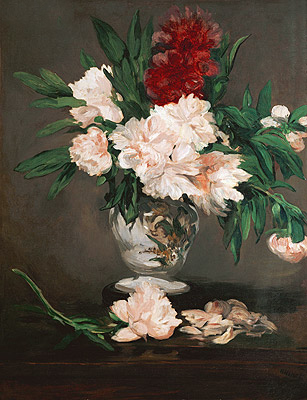 Peonies in a Vase on a Stand, 1864 | Manet | Gemälde Reproduktion